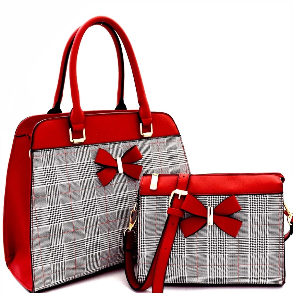Red Bow-Accented Handbag Set!